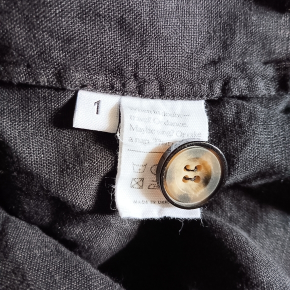 SLEEPER Black Linen Pajama Top 1 S - Picture 4 of 6